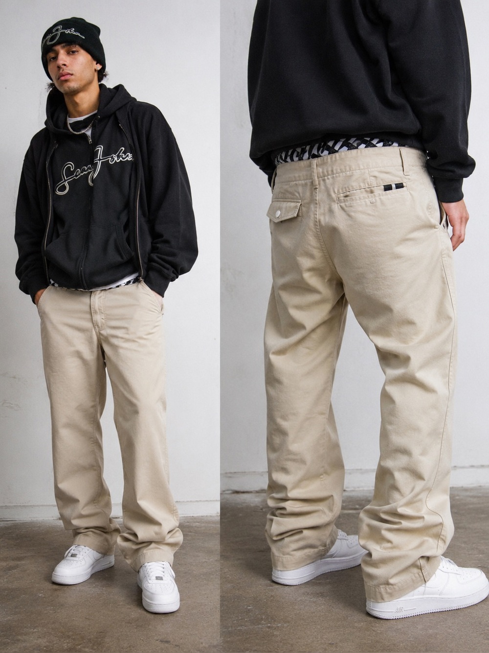 Sean John Sample Khaki Chino Pants Mens 34 Y2K Streetwear‎ Beige Trousers Thin